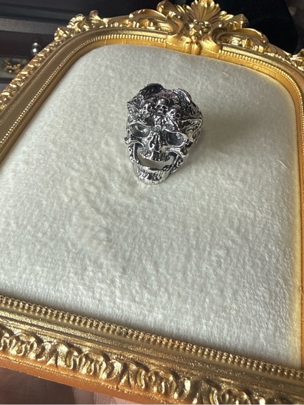 Silver Skull Statement Ring - Men Accessories